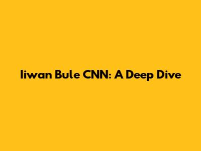 Iiwan Bule CNN: A Deep Dive