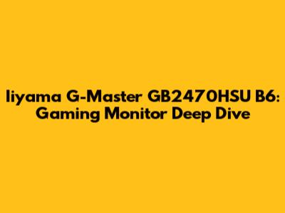 Iiyama G-Master GB2470HSU B6: Gaming Monitor Deep Dive