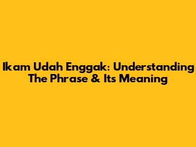 Ikam Udah Enggak: Understanding The Phrase & Its Meaning