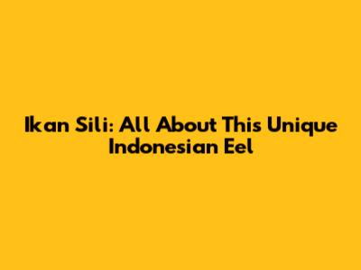 Ikan Sili: All About This Unique Indonesian Eel