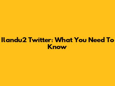 Ilandu2 Twitter: What You Need To Know