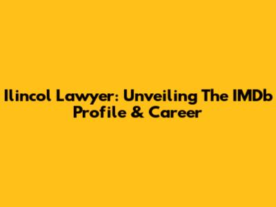 Ilincol Lawyer: Unveiling The IMDb Profile & Career