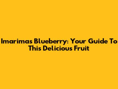Imarimas Blueberry: Your Guide To This Delicious Fruit