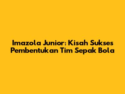 Imazola Junior: Kisah Sukses Pembentukan Tim Sepak Bola
