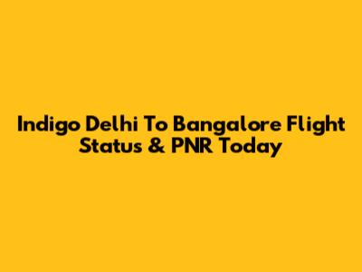 Indigo Delhi To Bangalore Flight Status & PNR Today