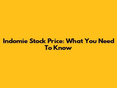 Indomie Stock Price: What You Need To Know