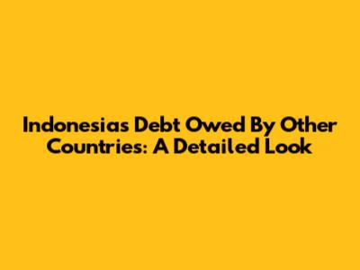 Indonesia's Debt Owed By Other Countries: A Detailed Look