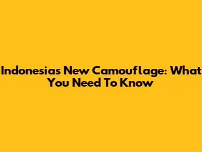 Indonesia's New Camouflage: What You Need To Know