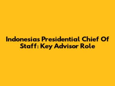 Indonesia's Presidential Chief Of Staff: Key Advisor Role