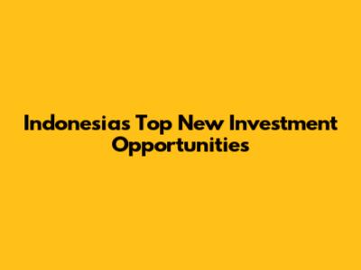 Indonesia's Top New Investment Opportunities