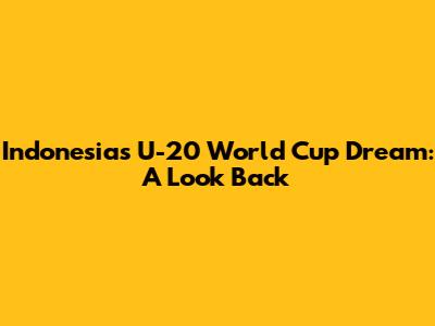 Indonesia's U-20 World Cup Dream: A Look Back