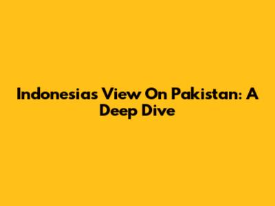 Indonesia's View On Pakistan: A Deep Dive