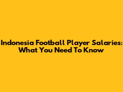 Indonesia Football Player Salaries: What You Need To Know