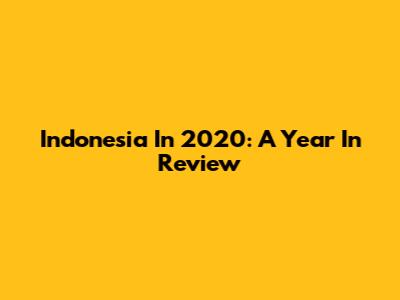 Indonesia In 2020: A Year In Review
