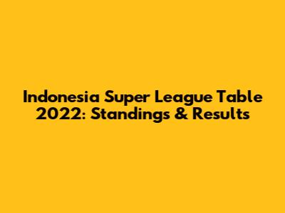 Indonesia Super League Table 2022: Standings & Results