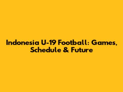 Indonesia U-19 Football: Games, Schedule & Future