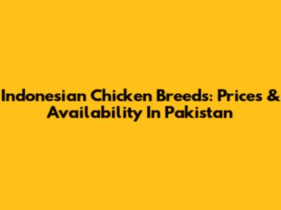 Indonesian Chicken Breeds: Prices & Availability In Pakistan
