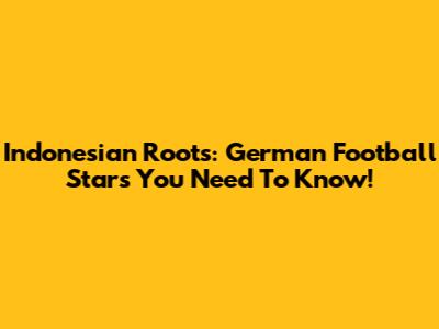 Indonesian Roots: German Football Stars You Need To Know!