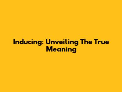 Inducing: Unveiling The True Meaning