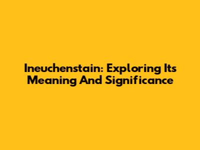 Ineuchenstain: Exploring Its Meaning And Significance