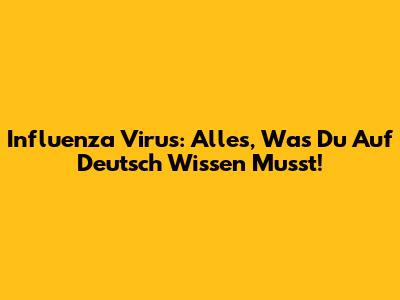 Influenza Virus: Alles, Was Du Auf Deutsch Wissen Musst!