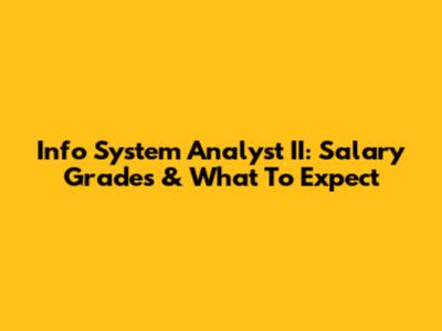 Info System Analyst II: Salary Grades & What To Expect