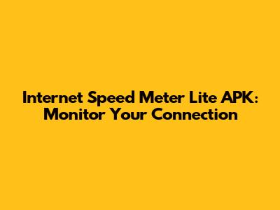 Internet Speed Meter Lite APK: Monitor Your Connection