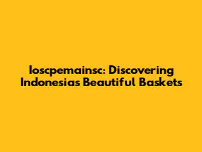 Ioscpemainsc: Discovering Indonesia's Beautiful Baskets