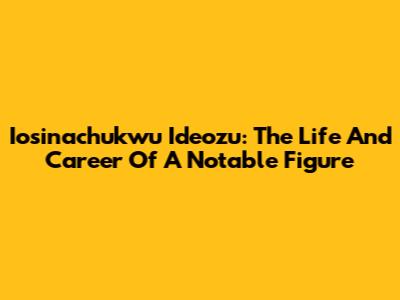 Iosinachukwu Ideozu: The Life And Career Of A Notable Figure