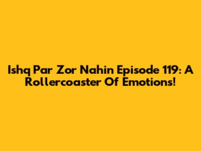 Ishq Par Zor Nahin Episode 119: A Rollercoaster Of Emotions!