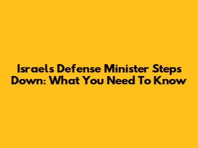 Israel's Defense Minister Steps Down: What You Need To Know