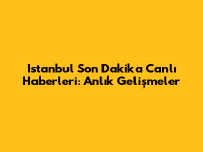 Istanbul Son Dakika Canlı Haberleri: Anlık Gelişmeler