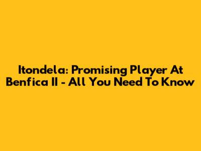 Itondela: Promising Player At Benfica II - All You Need To Know