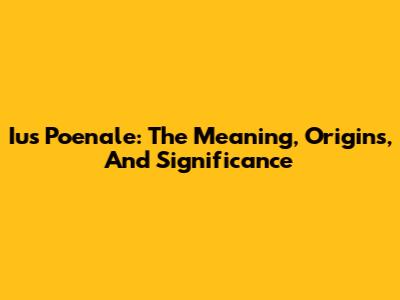 Ius Poenale: The Meaning, Origins, And Significance