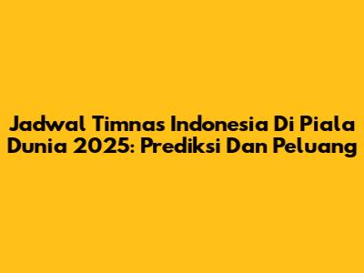Jadwal Timnas Indonesia Di Piala Dunia 2025: Prediksi Dan Peluang
