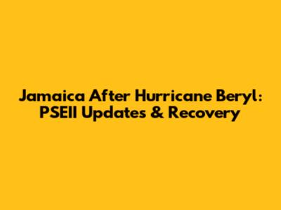 Jamaica After Hurricane Beryl: PSEII Updates & Recovery