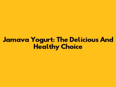 Jamava Yogurt: The Delicious And Healthy Choice