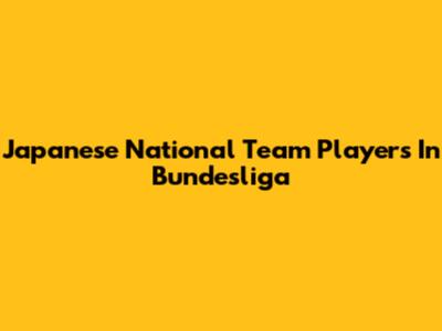 Japanese National Team Players In Bundesliga