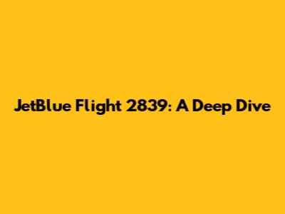 JetBlue Flight 2839: A Deep Dive