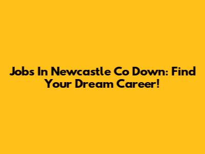 Jobs In Newcastle Co Down: Find Your Dream Career!