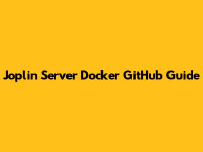 Joplin Server Docker GitHub Guide