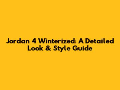 Jordan 4 Winterized: A Detailed Look & Style Guide