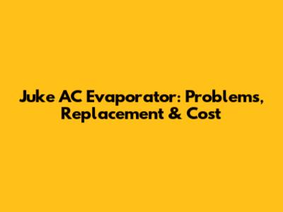 Juke AC Evaporator: Problems, Replacement & Cost