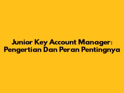 Junior Key Account Manager: Pengertian Dan Peran Pentingnya