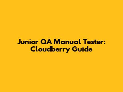 Junior QA Manual Tester: Cloudberry Guide