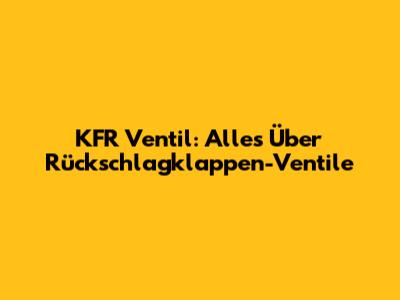 KFR Ventil: Alles Über Rückschlagklappen-Ventile