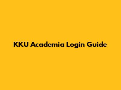 KKU Academia Login Guide