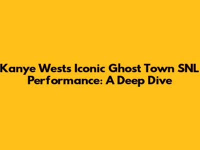 Kanye West's Iconic 'Ghost Town' SNL Performance: A Deep Dive