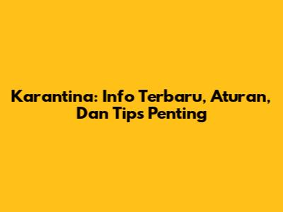 Karantina: Info Terbaru, Aturan, Dan Tips Penting