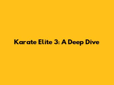 Karate Elite 3: A Deep Dive